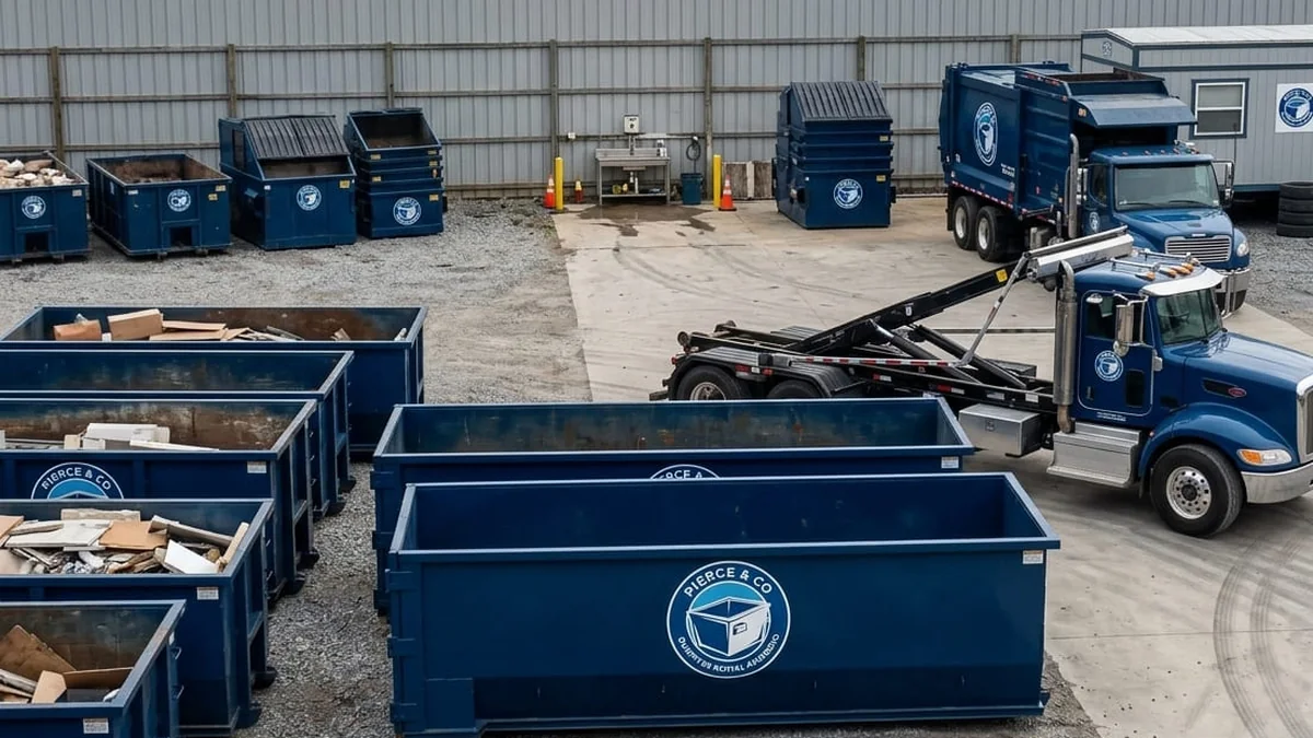 The Pierce & Co Dumpster Rental Asheboro team and fleet in Asheboro, North Carolina